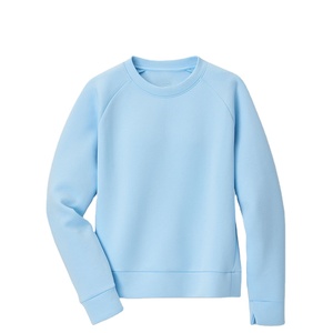 Sweat-shirt au look élégant léger et respirant pour les saisons de printemps et d'automne Sweat-shirt à col rond bleu clair à manches longues - Product Image 1