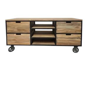 Mueble de TV industrial antiguo hecho a mano de madera duradera y metal adecuado para hogares, apartamentos, oficinas y hospitales - Product Image 1