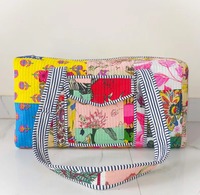 Sac de voyage en coton fait main, patchwork multicolore, sac de voyage matelassé, sac de voyage matelassé, sac de rangement multi-usages