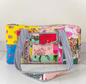 handmade cotton duffle bag Patchwork Multi colour Quilted Travel Tote Bag Travelling Luggage quilted heavy multi storage bag - Product Image 2