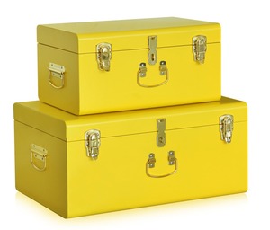 Grand coffre de rangement en métal avec accessoires dorés - Product Image 2