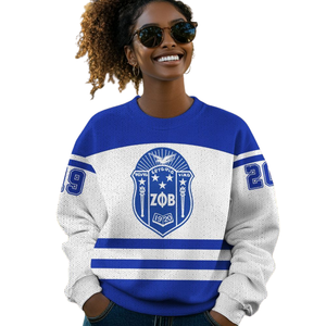 Zeta Phi Beta Greek Life Sorority Sweater 1920 ZPhiB Knit Blue White Chenille Bordado Divine Nine Premium Wear - Product Image 5