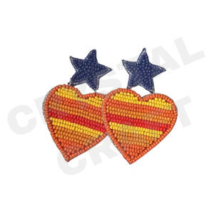 Go Dawgs Beaded Earrings for Women Patriotic Orange White Blue Colour for <b>Wedding</b> or Memorial Day - Product Image 4