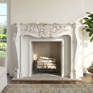 Chimenea blanca antigua de madera maciza como mesa de consola, mesa de pasillo para sala de estar de estilo francés y muebles de hotel - Product Image 1