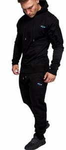 Chándal de nailon Wind Break para hombre, dos piezas con cremallera y cuello con capucha, pantalones y sudaderas de invierno con patrón sólido - Product Image 2