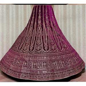 ผ้าหนา12 kali Flare สำหรับเจ้าสาว lehenga choli ยาว5เมตรผ้าเย็บปักด้วยมือแบบไม่พันมือทันสมัยสำหรับฤดูหนาว - Product Image 4