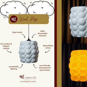 Lámpara colgante de lana ecológica moderna, lámpara colgante de estilo asiático antiguo con fuente LED para decoración del hogar para sala de estar - Product Image 5