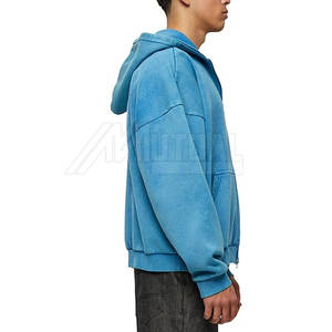 Sudadera con capucha de lavado ácido para hombre de diseño personalizado 100% algodón de alta calidad Color sólido de talla grande estilo informal para la temporada de otoño - Product Image 5
