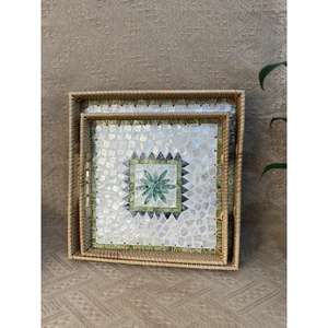 Bandejas Tejidas de Ratán Artesanales de Primera Calidad / Bandeja Pequeña de Ratán con Madreperla / OFERTAS - Product Image 5