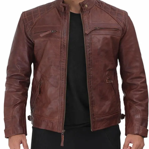 Nueva llegada chaqueta de cuero de motocicleta nuevo estilo chaquetas personalizadas de cuero genuino para hombres abrigo con cremallera XS alto a prueba de viento - Product Image 1