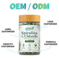 Capsules de spiruline et de chlorelle en marque privée OEM, complément naturel d'algues, détoxifiant, antioxydant, soutien immunitaire, nettoyage du corps