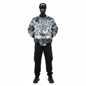 Veste universitaire en satin de haute qualité 220GSM Tissu léger et brillant Couleur gris bleu noir Logo imprimé personnalisé Veste en satin pour homme - Product Image 1