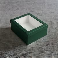 Boîte d'emballage en carton rigide écologique personnalisée, réutilisable, carrée, avec lamination mate, gaufrage, fenêtre transparente, pour boulangerie, cosmétiques