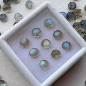 Labradorite naturelle de haute qualité Rajasthan 4mm 5mm 10mm 12mm coupe ovale calibré dos plat lâche faisant collier fait main - Product Image 1