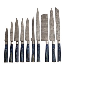 Set de 10 couteaux de chef damas à manche rond avec kit en cuir (Smk1487) - Product Image 1