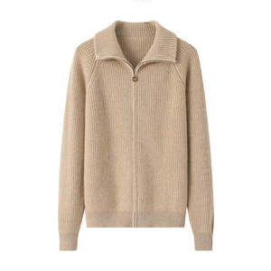 Women <b>Sweater</b> Cardigan 100%Pure Cashmere Winter Breathable Women <b>Vintage</b> Warm Turn Down Collar Zipper Knit <b>Sweater</b> - Product Image 5