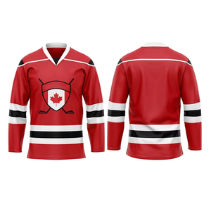 Uniforme de Hockey sobre Hielo Universitario para Hombre, Hecho a Medida al por Mayor, Jersey Rojo Extra Grande 100% Poliéster, Técnica de Sublimación OEM para Equipos - Product Image 1