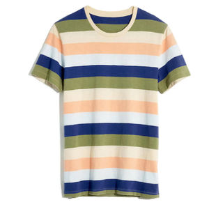 Élégant 100% coton rayé Designer tricoté décontracté surdimensionné unisexe hommes O-Neck T-Shirt tendance T-Shirt pour les hommes - Product Image 4