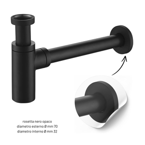 Sifone lavello in ottone rotondo nero opaco facile installazione e pulizia a forma di bottiglia trappola idraulica - Product Image 4