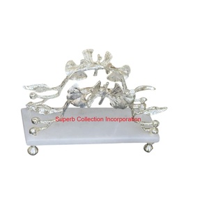 Porte-serviettes en métal argenté Conception de branche de feuille pour Table à manger Support de mouchoirs de cuisine moderne Décoratif Restaurant Hôtel Service - Product Image 3