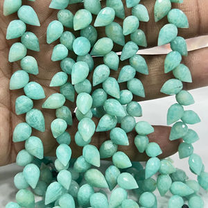 Amazonita Natural AAA, Facetada, en Forma de Lágrima, Perforada, Hilo de 8 Pulgadas, 6x9mm Aprox. - Product Image 1