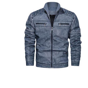 Nouvelle veste en cuir personnalisée pour hommes, blouson en cuir de grande taille pour hommes, blouson bombardier en cuir à col montant pour hommes - Product Image 6