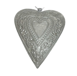 Último juego decorativo de 2 corazón colgante de metal plateado con brillo para el hogar y la decoración de Navidad personalizado hecho a mano - Product Image 5