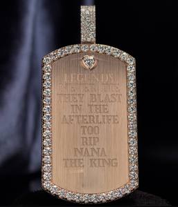 Pendentif personnalisé en argent 925 avec moissanite et diamants en forme de pièce carrée, 45x23mm, gravure de lettres arabes, certifié GIA, style hip-hop - Product Image 1