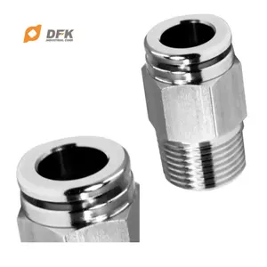 SS304/316 Push-in Pneumatic Fittings Male Connectors Fast Installation Fittings