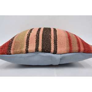 Coussin en laine multicolore patchwork Kilim Coussin décoratif de luxe 14x14 pouces Motif de feuilles moelleuses Vintage Literie portable - Product Image 5