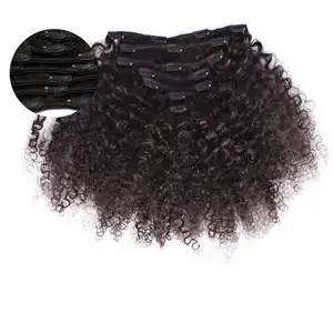 Top Quality Product Clip In Style Kinky Curly Full Black Color Customized Length Hair Extensions