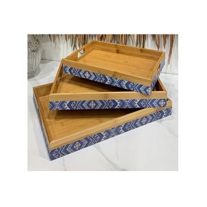 Plateau à collations forme ronde en bois et nacre plateau de service au chocolat à des prix raisonnables - Product Image 4