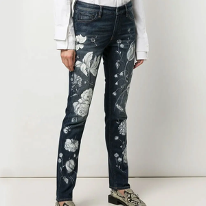 Jeans 100% coton personnalisés unisexes, denim délavé foncé et coloré de style droit pour hommes et femmes, vente en gros - Product Image 3