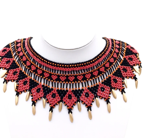 Hearts and Netted Fringe Beaded Necklace Fringe Beaded <b>Bandana</b> - Product Image 1