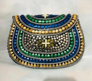 Custom Made in Green Coloured Tribal Mosaic Metal Bags with Mop, <b>Glass</b> Bead and <b>Other</b> Embellishments Ideal for Resale - Product Image 4