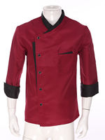 Veste de chef unisexe à manches longues en tricot personnalisée, polyester/coton, imprimé par transfert thermique, uniforme professionnel de cuisine, restaurant, bar