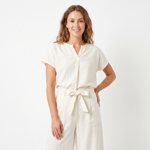 Women's Summer Solid <b>Linen</b> Blazer & Culottes Co-Ord Set Matching Casual Loose Fit Two-Piece | Private Label - Product Image 5