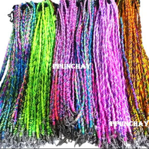 พวงพู่ผมพร้อมคลิปต่อผมแบบเทเรเร่ ชนเผ่าแอนเดียน ปุนชัย เปรู 35 ซม. งานฝีมือหลากสีสัน - Product Image 1