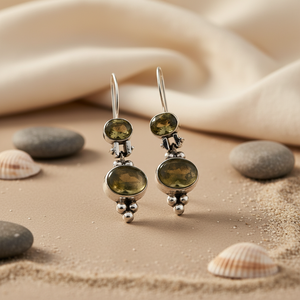 Pendientes de Plata de Ley 925 con Piedra Verde, Accesorios de Moda para Mujer - Product Image 2