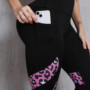 Conjunto de Yoga de poliéster de punto reversible con bolsillos de cuello de patrón sólido de alta elasticidad de talla grande ropa atlética de entrenamiento físico - Product Image 5