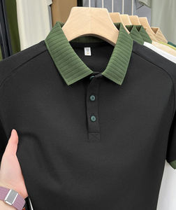 Nouveau T-shirt décontracté de luxe pour hommes version coréenne d'été OEM ODM pour polo à manches courtes avec revers contrasté de couleur d'épaule pour polo - Product Image 2
