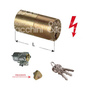 PAIR OF <b>CYLINDERS</b> for locks apply Polished Brass For 40011761, 40011671 and 40011771 With throw - Product Image 1