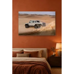 Impression sur toile Fida Mercedes G 6x6 agitant la poussière sur les dunes du désert - Product Image 3