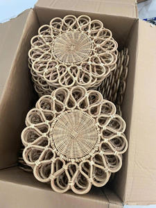 Natural Rattan Plate Rustic Round Handwoven Basket Tray Eco-Friendly <b>Placemats</b> for Tableware Kitchen Dining Decoration - Product Image 5