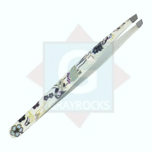 Pince à sourcils greffée professionnelle de haute qualité avec outil de beauté à pointe inclinée en acier inoxydable avec logo personnalisé - Product Image 2