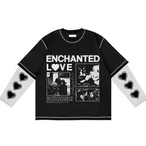 เสื้อผ้าแนวสตรีทสำหรับผู้ชายผ้าฝ้าย GSM หนาพิมพ์ลายตามสั่งแขนสองชั้นสไตล์280 - Product Image 1