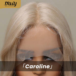 Perruque Synthétique Sans Colle Caroline-DWY 26 Pouces pour Femme, Blonde Claire, Lace Front avec Dentelle Transparente, Style Long Ondulé - Product Image 6