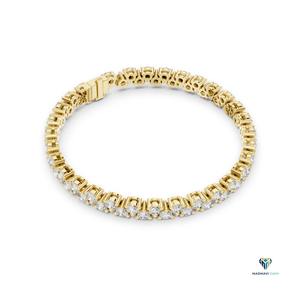 6.20CT Yellow <b>Gold</b> Round Lab Grown Diamond Tennis Bracelet in 18K <b>Solid</b> 7 Inch Classic Collet Set Linear Link Bracelet for Women - Product Image 2