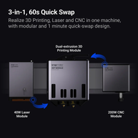 Impresora 3D Snapmaker Artisan 3 en 1, Extrusor Doble, Nivelación Automática, Conectividad USB, Compatible con PLA para Uso Doméstico, 1 Año de Garantía