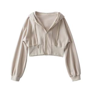 2023 Spring Jogger Jumper Gym Custom Workout cintura elástica Mujeres Crop Top HOODIE Oversize Hoodie Mujeres Sudadera de algodón orgánico - Product Image 2